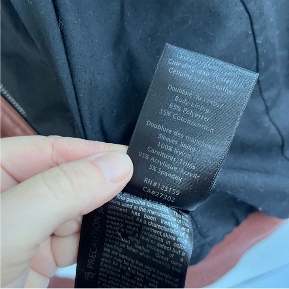 Mackage Moto Lamb Leather Concealed Hood Brown Jacket size Medium - Picture 14 of 15